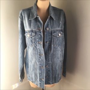NWT- GAP Oversized Distressed Icon Denim Jacket